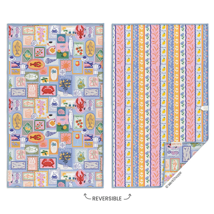 Mediterranean Summer Microfiber Kitchen Towel