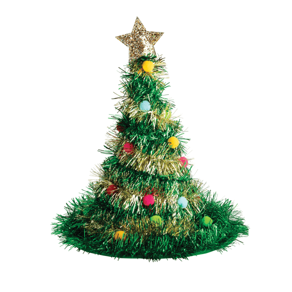Green Singing Tinsel Tree Hat