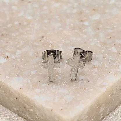 My Saint My Hero.                         Faith Petite Cross Earrings