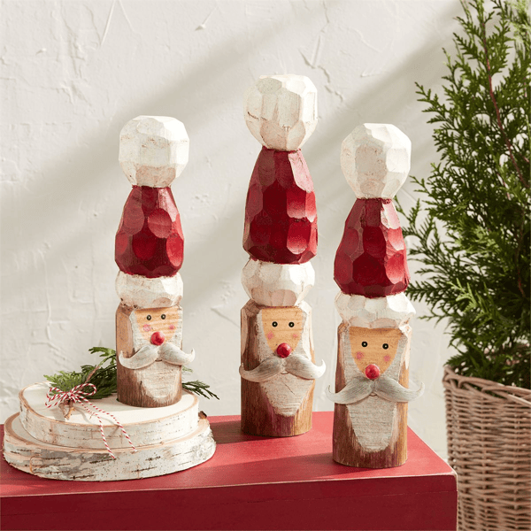 Santa Carved Wood Sitter