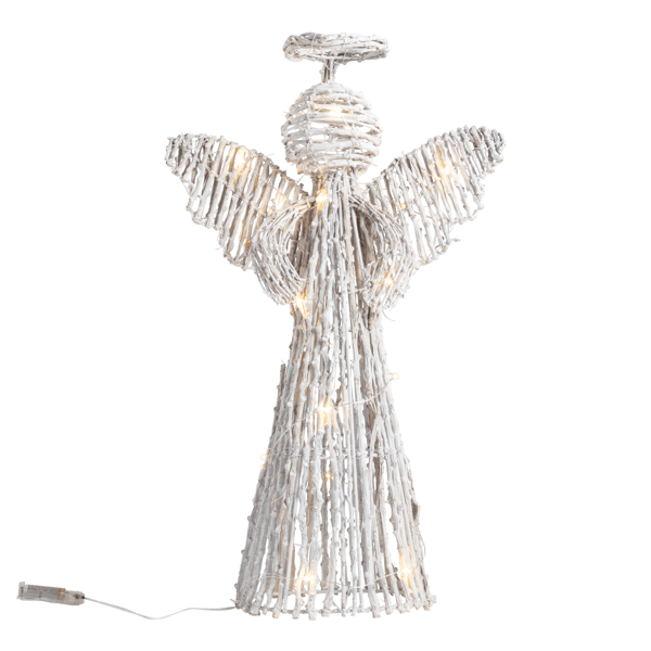 White Rattan LED Angel