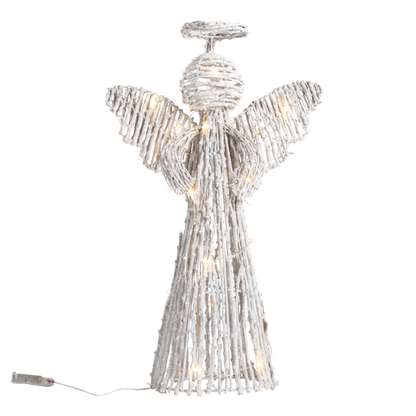 White Rattan LED Angel