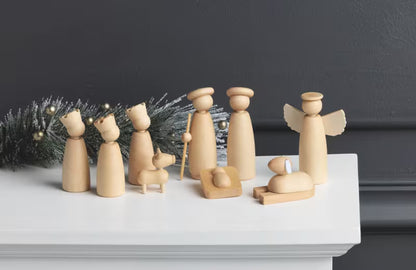 Carved Wood Nativity Set
