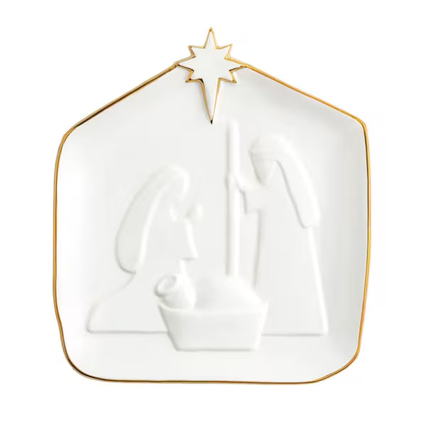 Gold Edge Nativity Platter