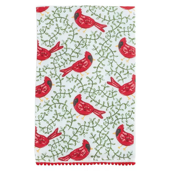 Christmas Cardinal Pom Towel