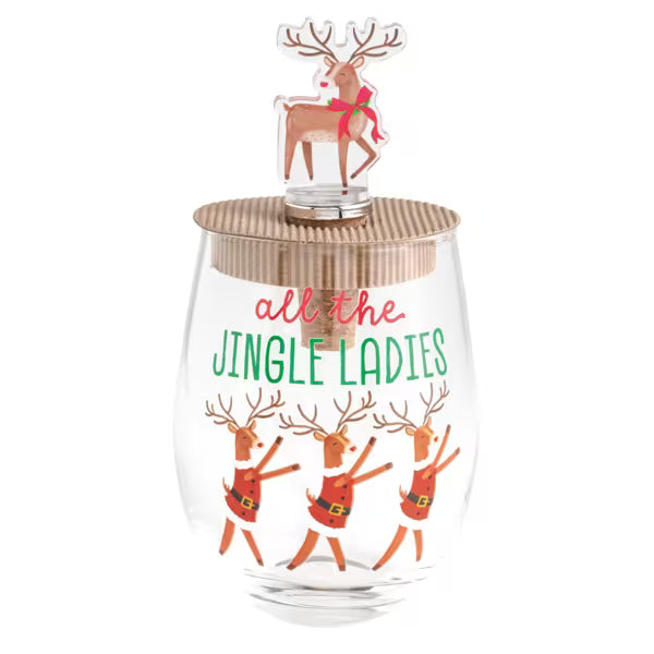 Santa Wine Glass & Stopper Set