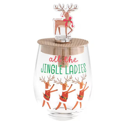 Santa Wine Glass & Stopper Set
