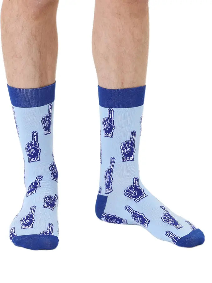 Men's Bamboo Crew Socks - "#1 Dad" - Blue