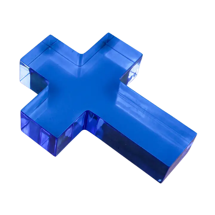 Small Blue Cross Acrylic Weight