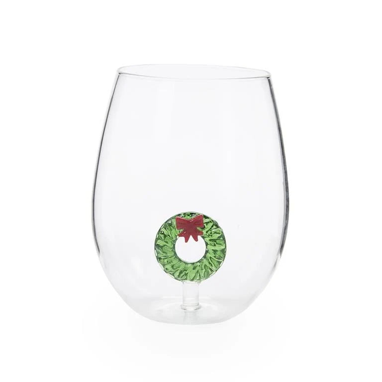 Wreath Icon Stemless Wine Glass