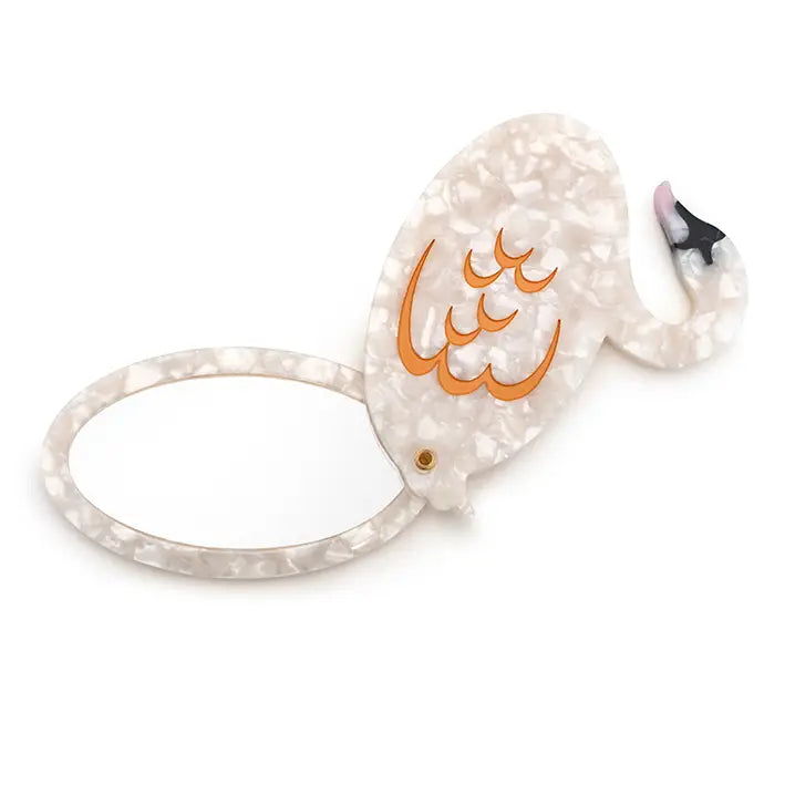 Swing-Hinge Folding Compact Mirror - Swan - Pearlescent