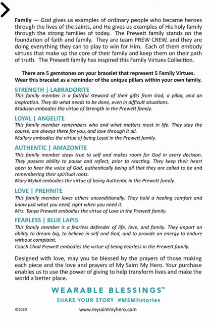 My Saint My Hero                              Family Virtues Bracelet