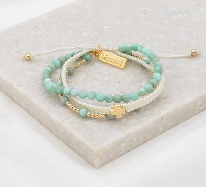 My Saint My Hero                              Be Still Prayer Bracelet                        Amazonite