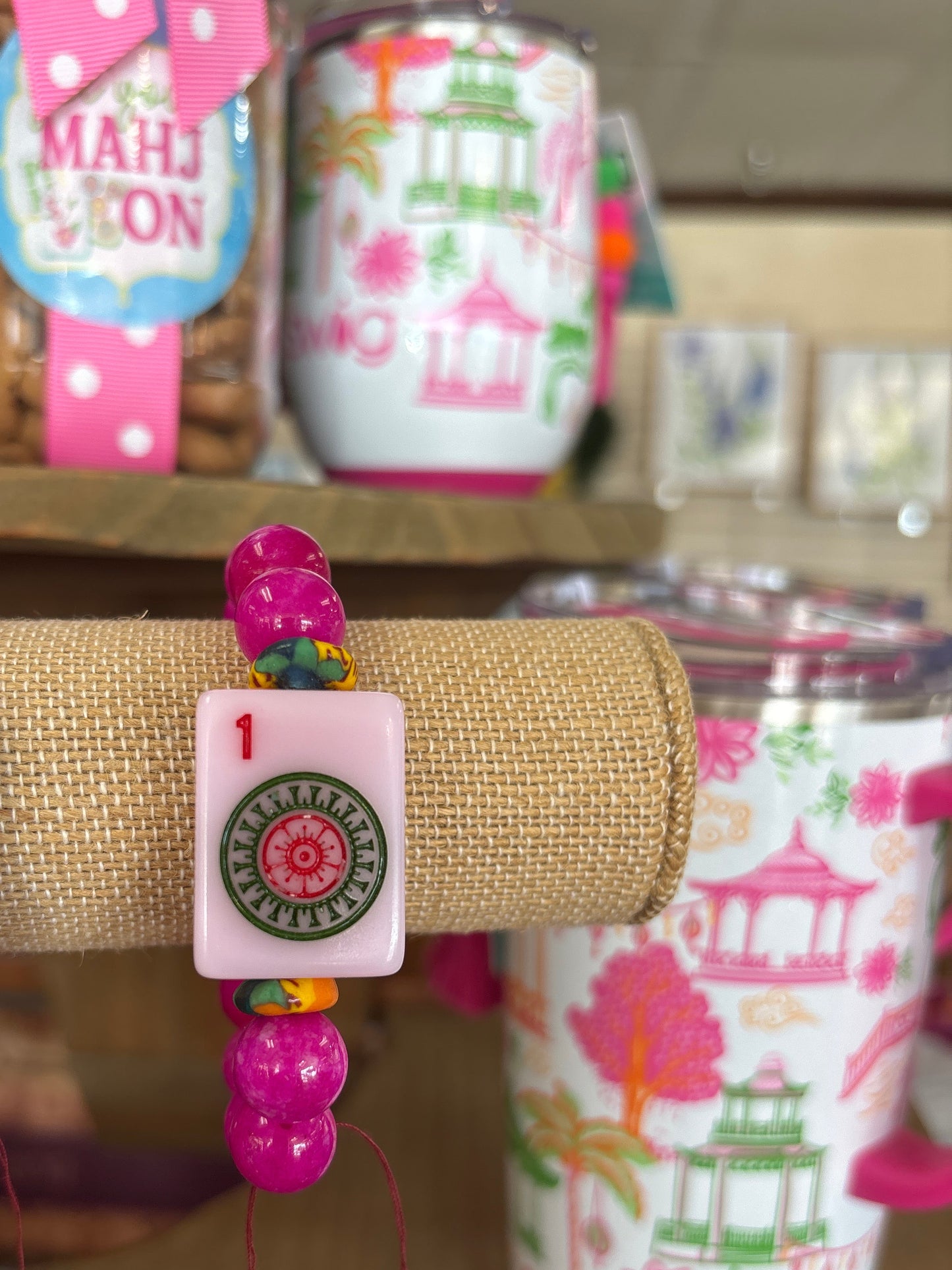 Hot Pink Mahjong Bracelet