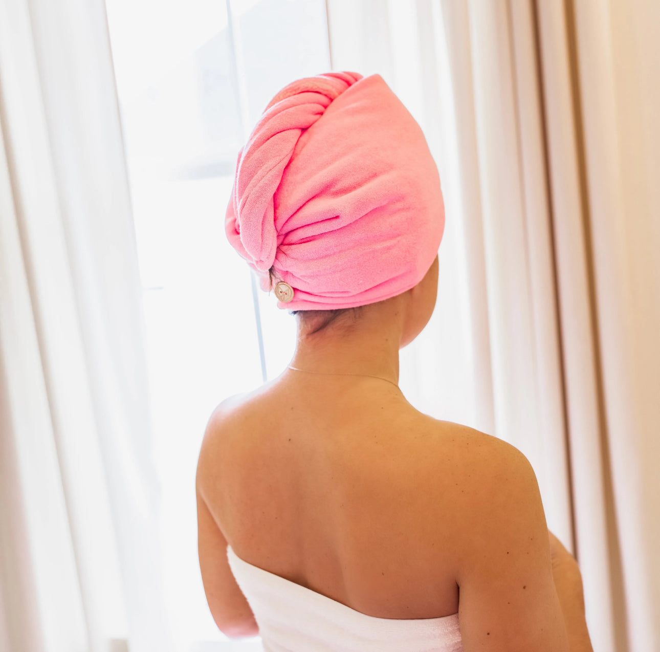 Pink Towel Hair Wrap