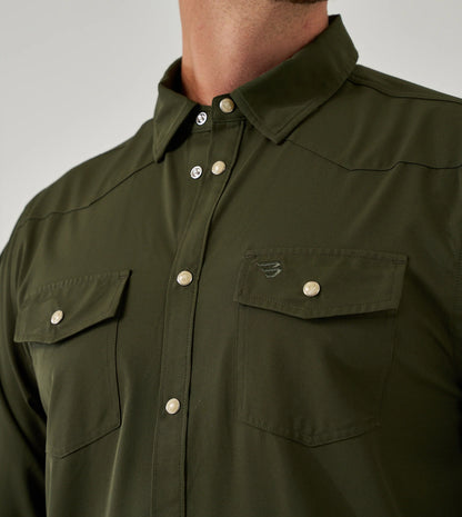Long Sleeve - Performance Western Shirt - Mallard Green