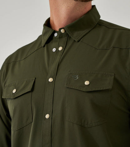 Long Sleeve - Performance Western Shirt - Mallard Green