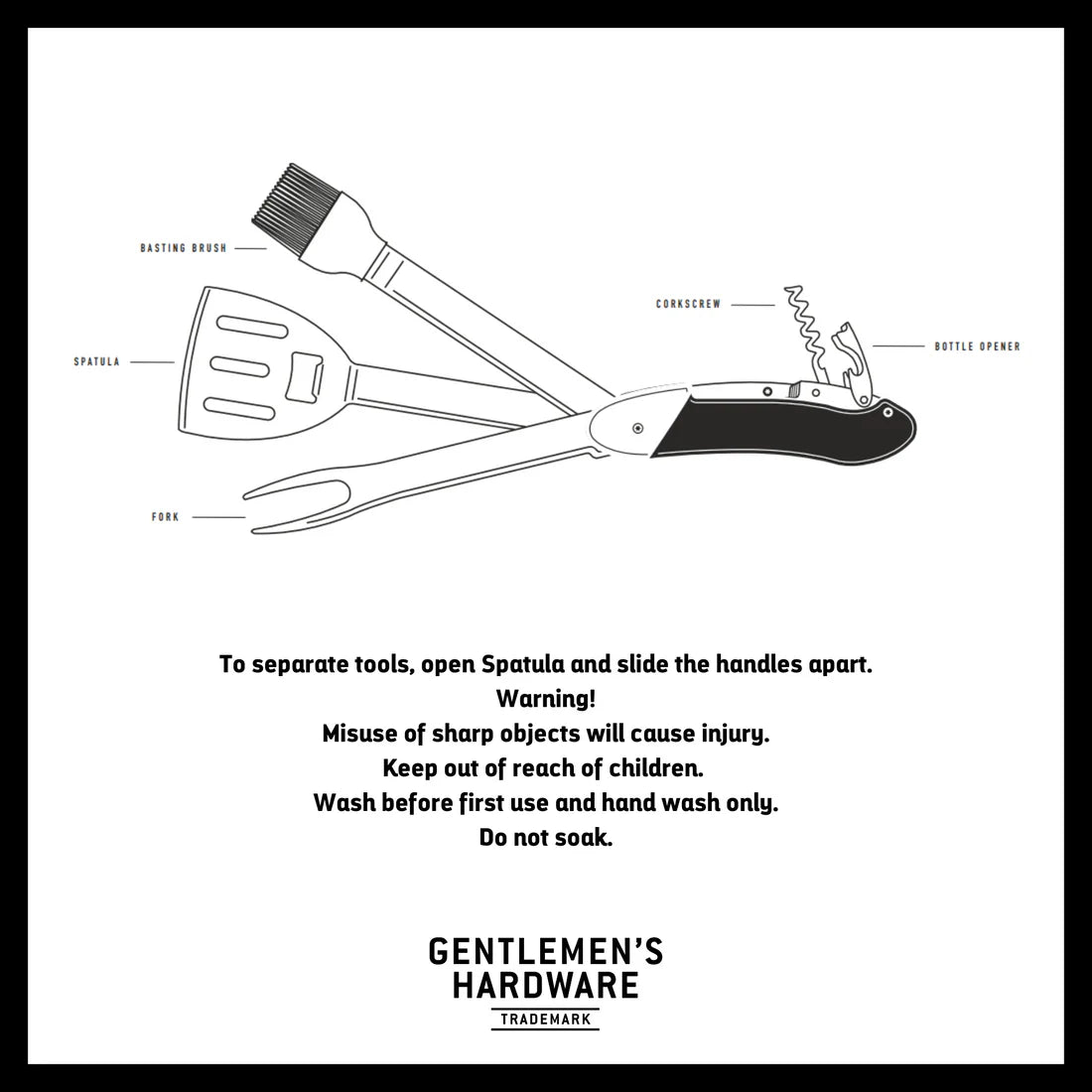 Gentlemen's Hardware BBQ Multi-Tool, Wood