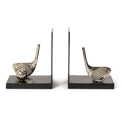 Golf Bookends with Nickel Finish