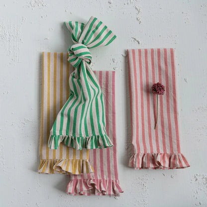 Hazel Mazel - Stripe Tea Towel with Ruffle