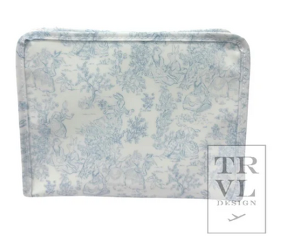 TRVL Roadie Large Zip Pouch - Bunny Toile Blue