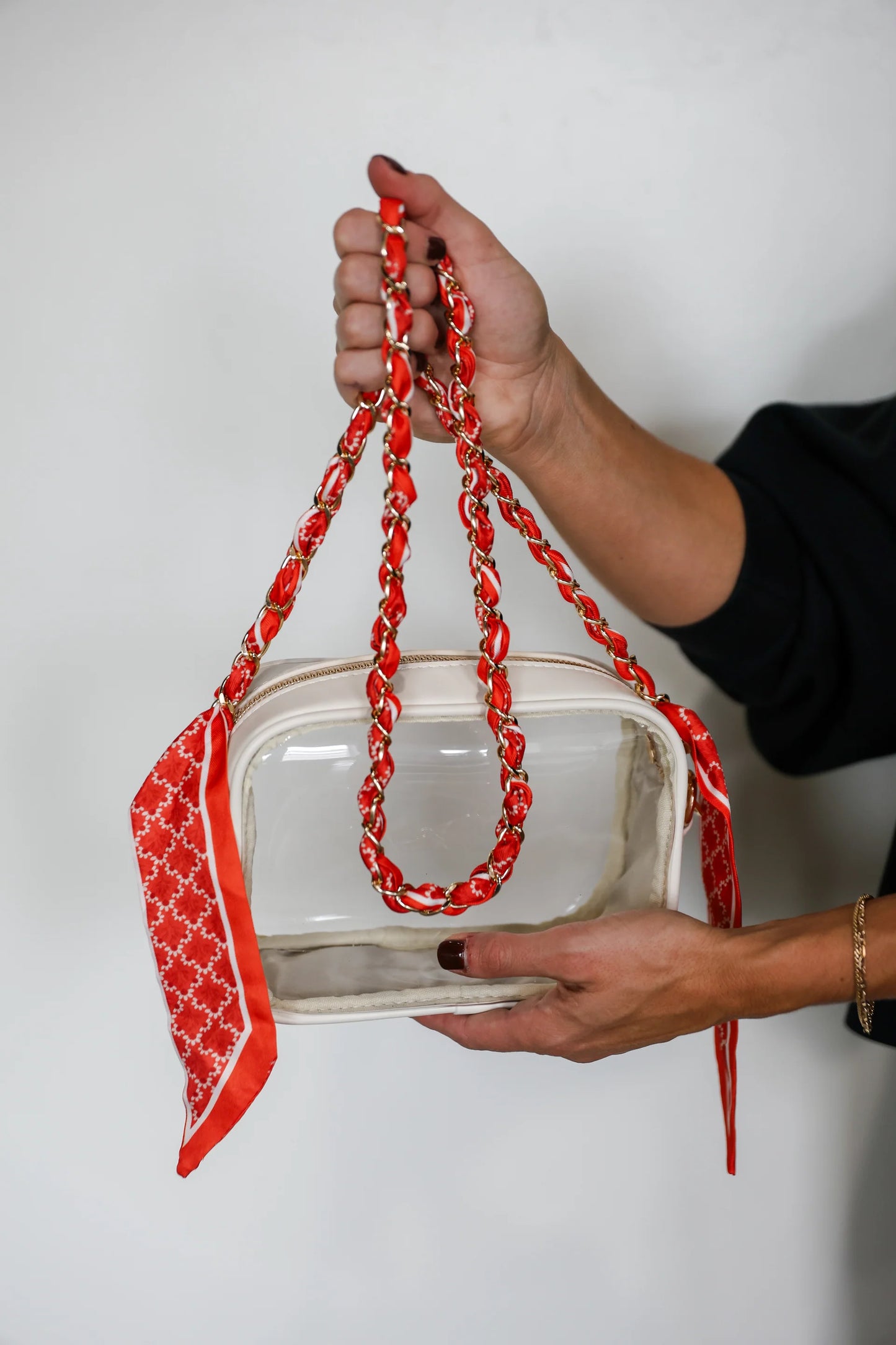 Woven Scarf Chain Purse/Phone Strap - Burnt Orange