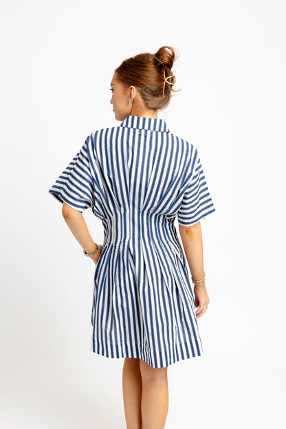 Navy Striped Shirt Dress