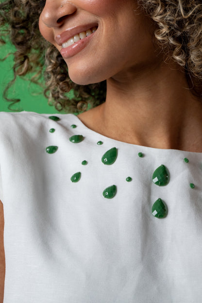 Lucent White Beaded Tank
