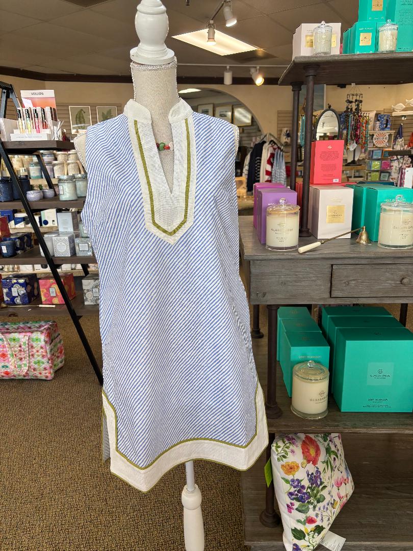Sleeveless Blue Stripe Dress
