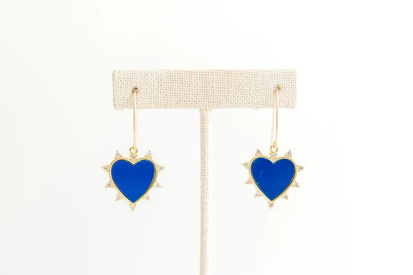 CZ Lapis Heart Earrings