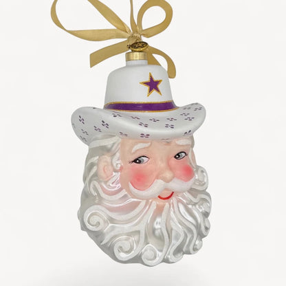 Game Day Purple Cowboy Santa 2026 Edition Texan Christmas Ornament