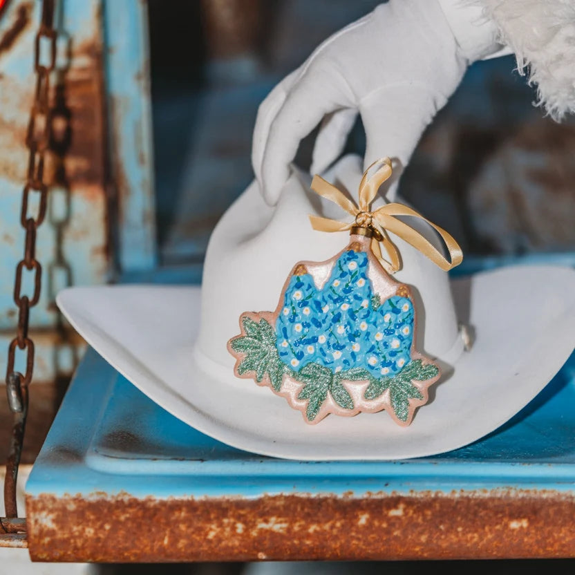 Texas Bluebonnet Blown Glass Christmas Ornament | Texan Christmas 2026 Edition
