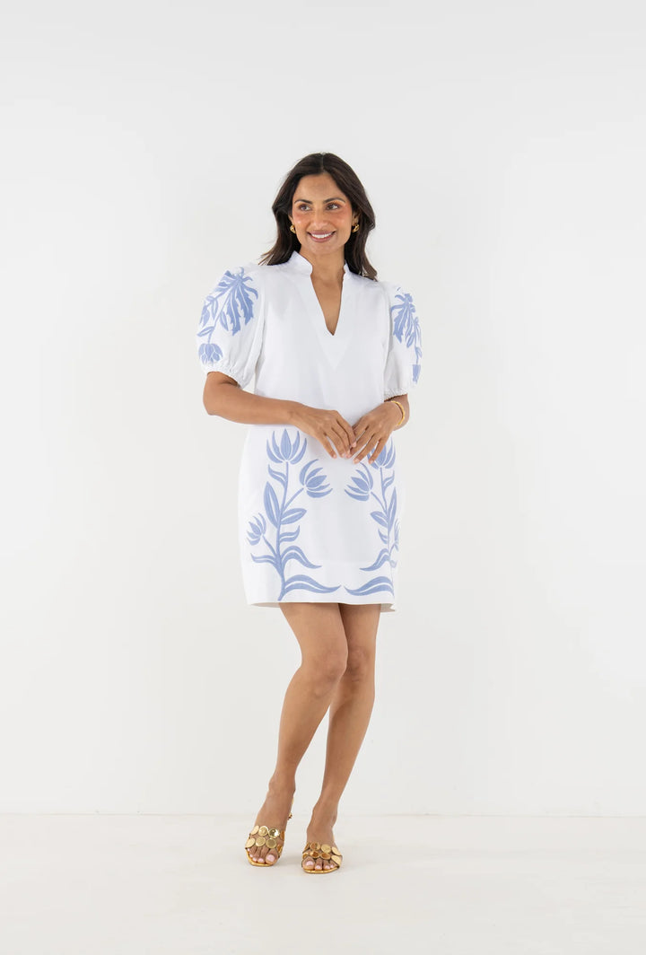 White Dutch Tile Mini Hampton Dress