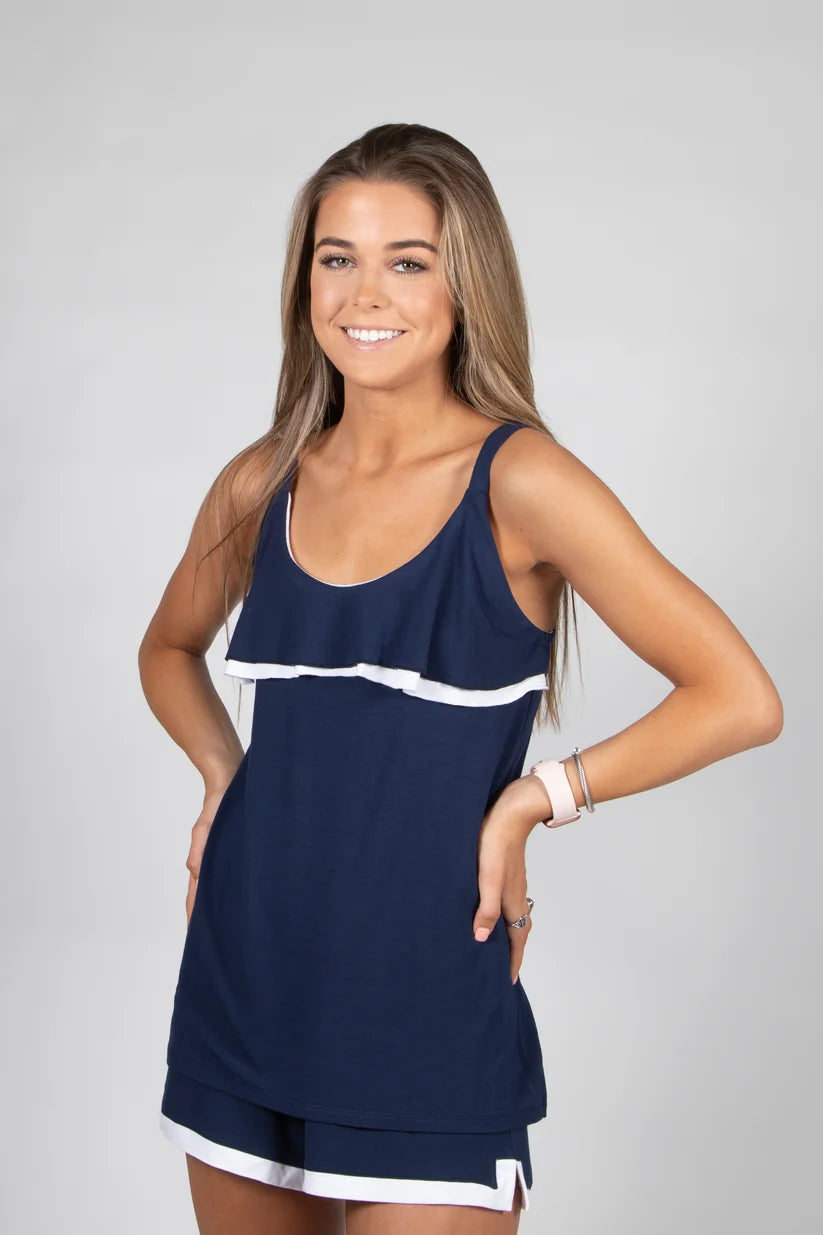 Navy Cami Top with Short Pajamas