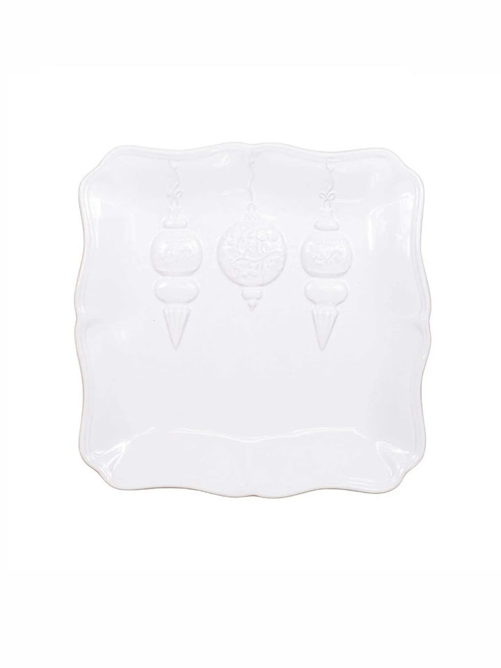 White Ornament Christmas Plate