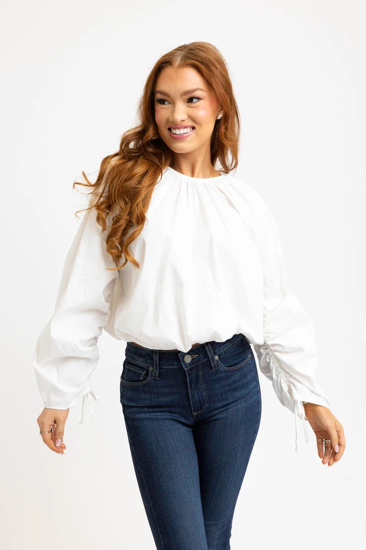 White Poplin Bubble Top